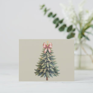Julgran Bow Coquette Xmas Helg Vykort