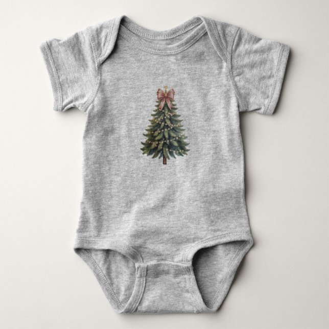 Julgran Bow Coquette Xmas T Shirt (Framsida)