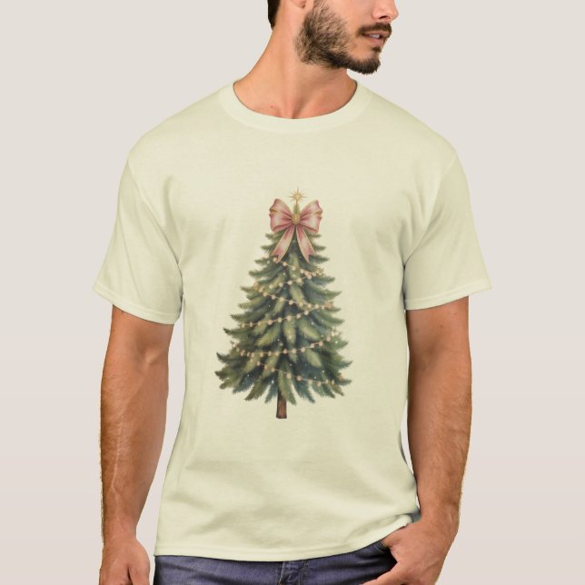 Julgran Bow Coquette Xmas T Shirt (Framsida)
