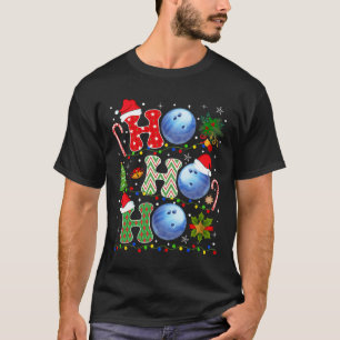 Julgran Bowling Ho Ho Ho Santa Ljus Julafton T Shirt