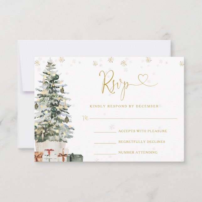 Julgran Bröllop RSVP-kort OSA Kort (Framsida)