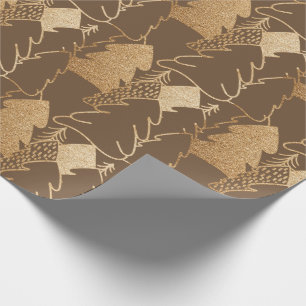 Julgran Bronze Guld Finare Glitter Wood Presentpapper