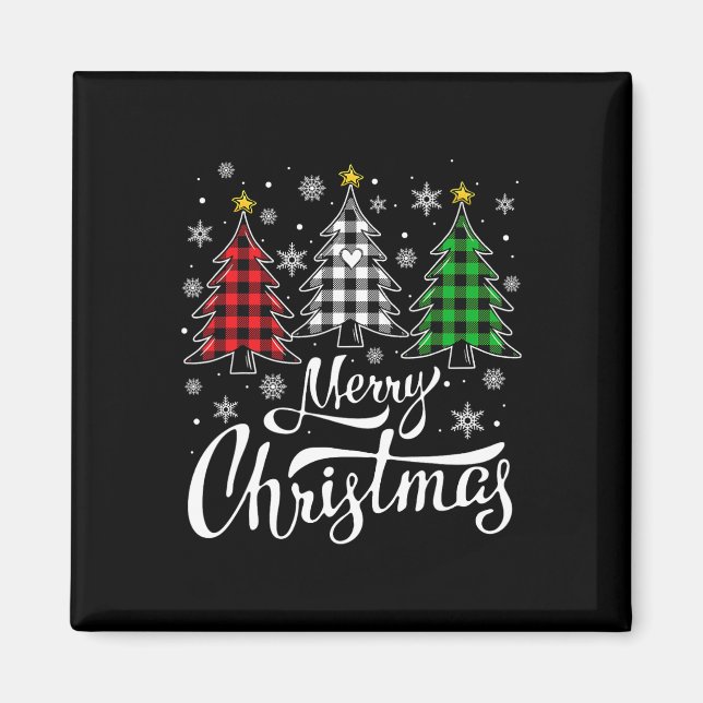 Julgran Buffalo Play Red White Grönt Julafton Magnet (Framsidan)