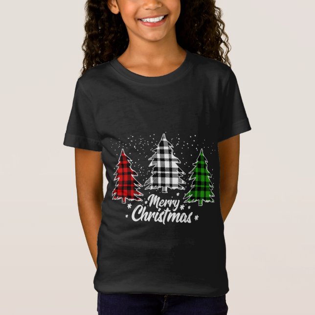 Julgran Buffalo Play Red White Grönt Julafton T Shirt (Framsida)