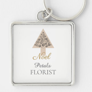 Julgran Butik Florist Varumärke, Noel Fyrkantig Silverfärgad Nyckelring