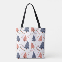 Julgran & Candy cane Tote Bag Tygkasse