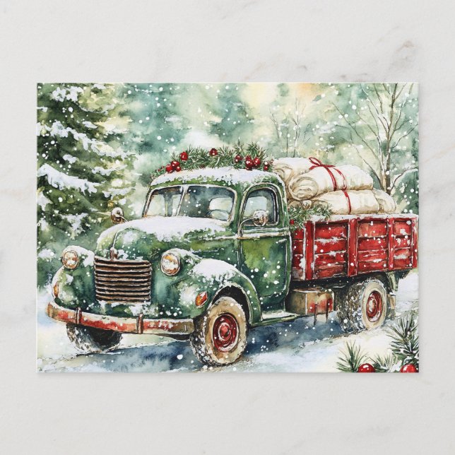 Julgran Carrier Lastbil Helg Vykort (Framsida)