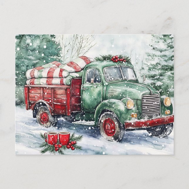 Julgran Carrier Lastbil Helg Vykort (Framsida)