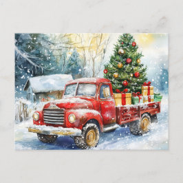 Julgran Carrier Lastbil Helg Vykort