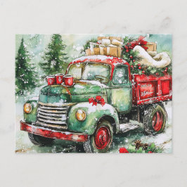 Julgran Carrier Lastbil Helg Vykort