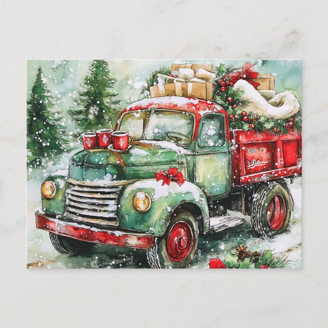 Julgran Carrier Lastbil Helg Vykort (Framsida)