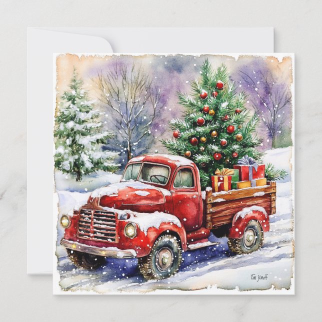 Julgran Carrier Lastbil Julkort (Framsida)