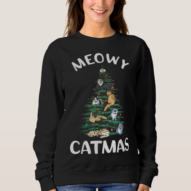 Julgran Cat God jul Julafton Funny Chri T Shirt (Framsida)