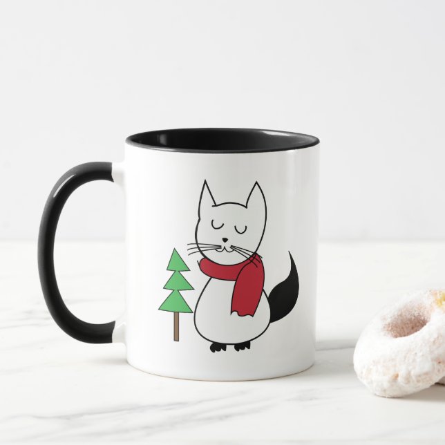 Julgran Cat Mugg (Med munk)