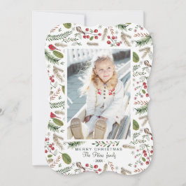Julgran Christmas Fåglar | Holiday Photo Card Julkort