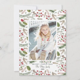 Julgran Christmas Fåglar | Holiday Photo Card Julkort