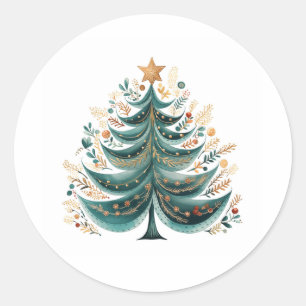 Julgran Classic Sticker Runt Klistermärke