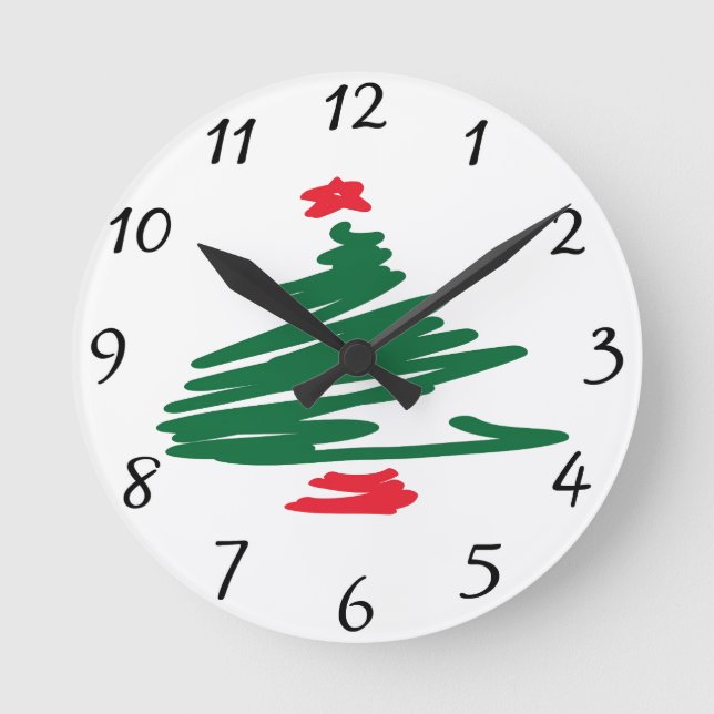 julgran Clock Rund Klocka (Framsida)