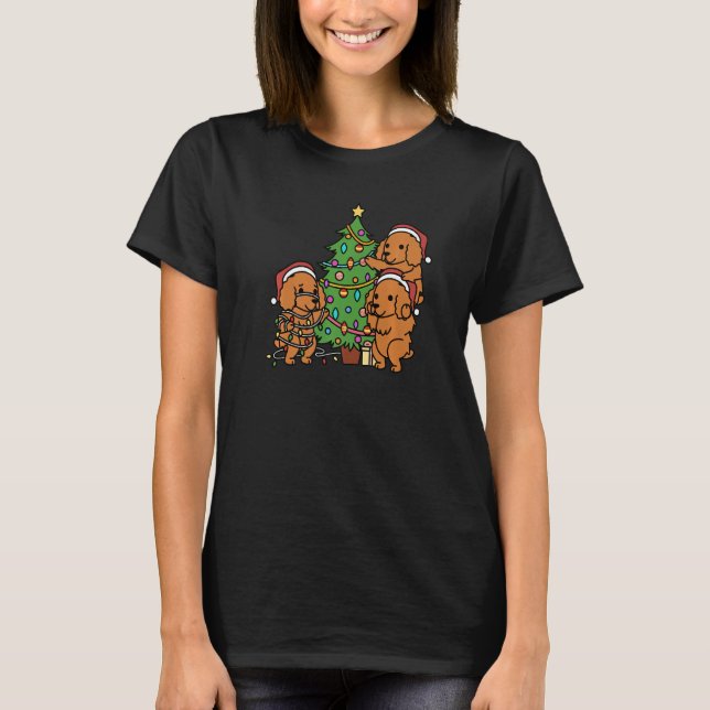 Julgran Cocker Spanska Hund T Shirt (Framsida)