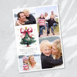 Julgran Coquette Bow Photo Collage Julkort<br><div class="desc">Det här vackra Helgdag kan vara personlig med din familj namn och foton</div>