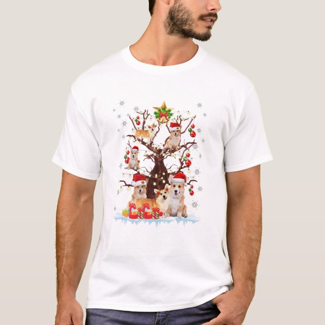 Julgran Corgi Santa T Shirt (Framsida)