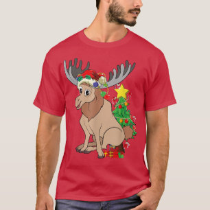 Julgran Cute Moose Forest Animal Lover Julafton T Shirt
