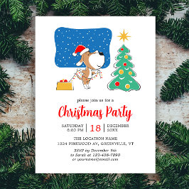 Julgran Cute Puppy Hund Santa Hat Party Inbjudan Vykort
