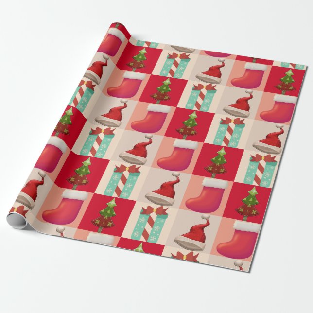 Julgran Cute Santa Festive presenter Julafton Presentpapper (Utrullad)