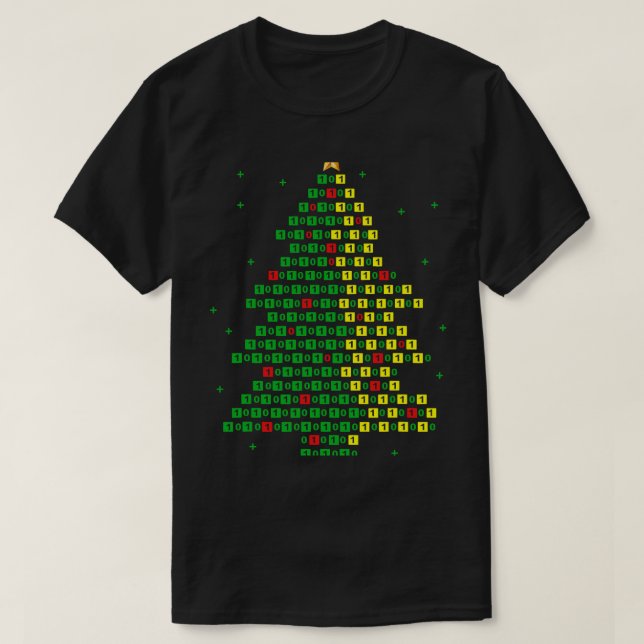 Julgran datorprogrammerare med binärkod och t shirt (Design framsida)