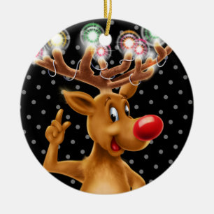 Julgran dekoration Rudolph belystes.