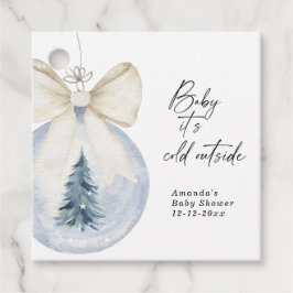 Julgran dekorerad med båge Baby shower Gåvor Etiketter