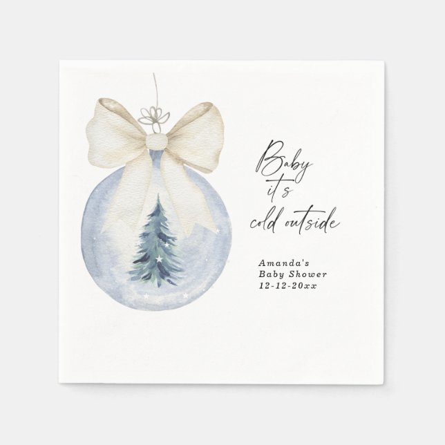 Julgran dekorerad med båge Baby shower Pappersservett (Framsidan)