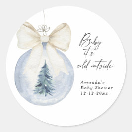 Julgran dekorerad med band Baby shower Runt Klistermärke