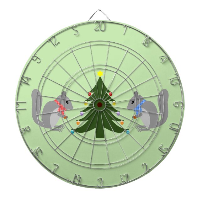Julgran dekorerar ekorrar darttavla (Framsidan)