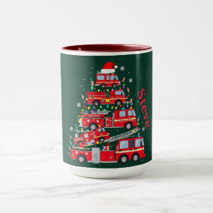 Julgran Design Gjord Av Brandbilar  Mugg