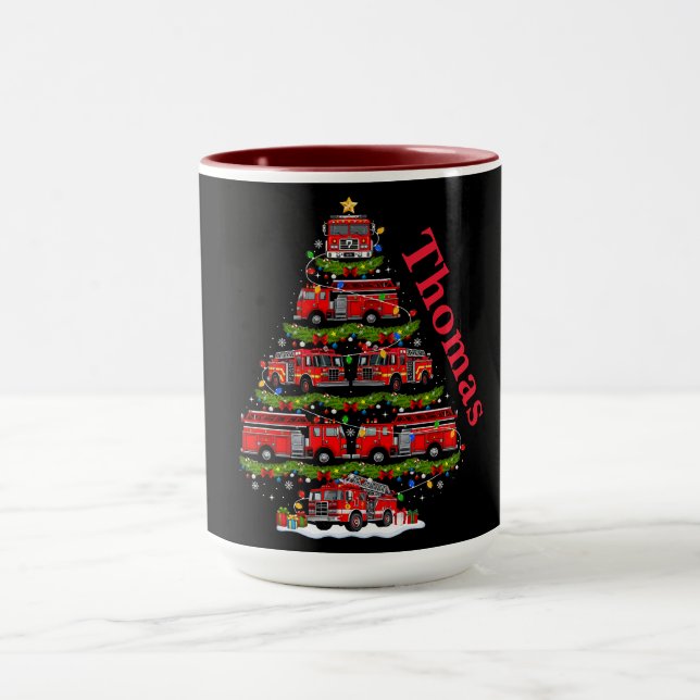 Julgran Design Gjord Av Brandbilar  Mugg (Center)