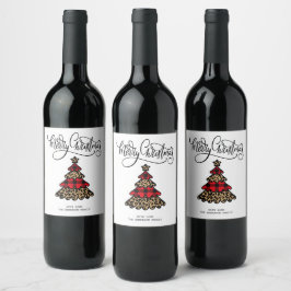 Julgran Design God jul Vinflaska Etikett