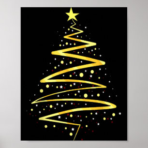 Julgran design i guld färg poster