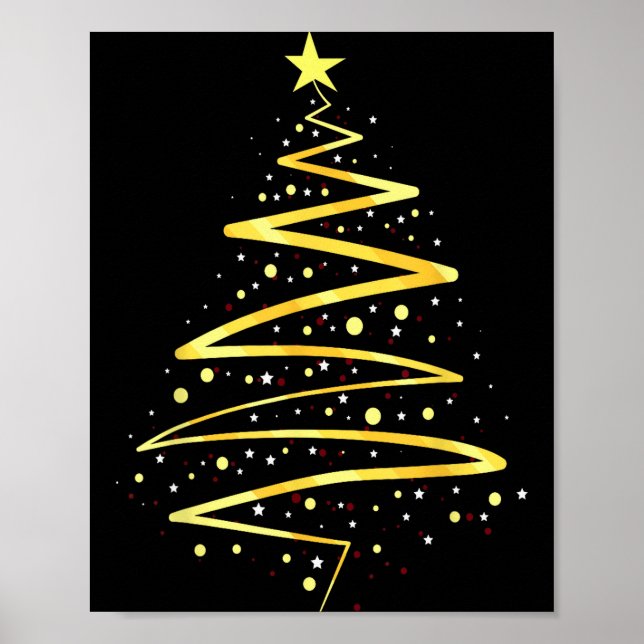 Julgran design i guld färg poster (Framsidan)