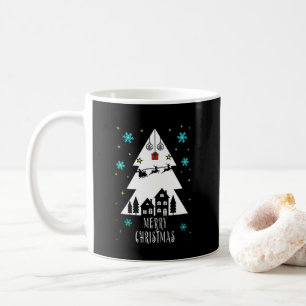 Julgran-design med elegant svart kaffe mugg