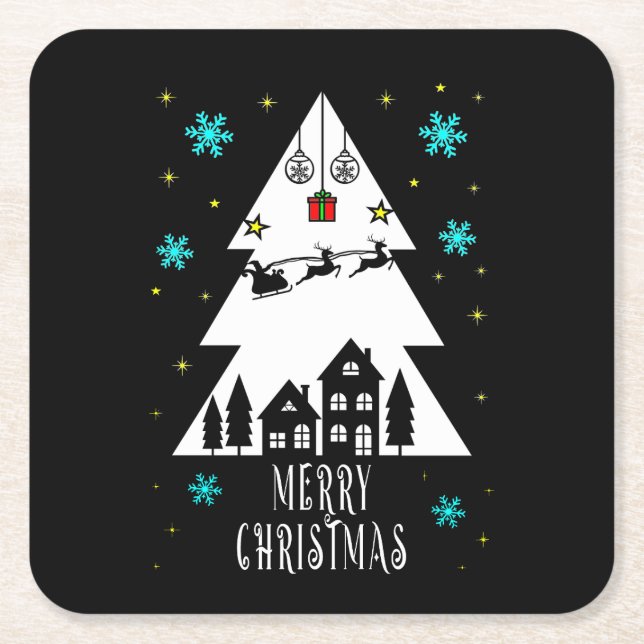 Julgran-design med slang underlägg papper kvadrat (Framsidan)