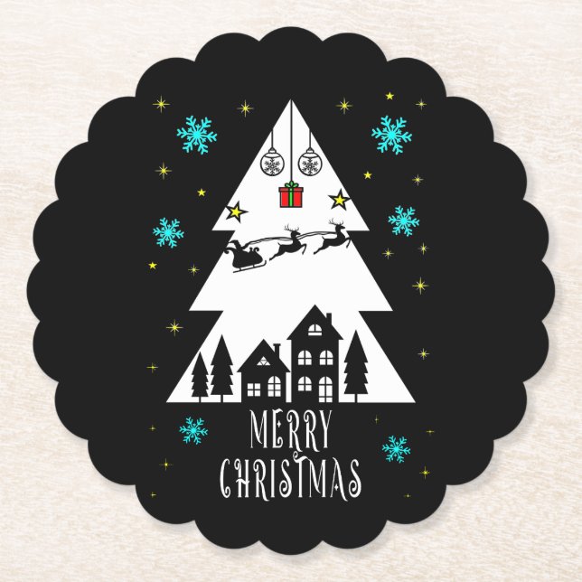 Julgran-design med slimmad svart underlägg papper (Framsida)