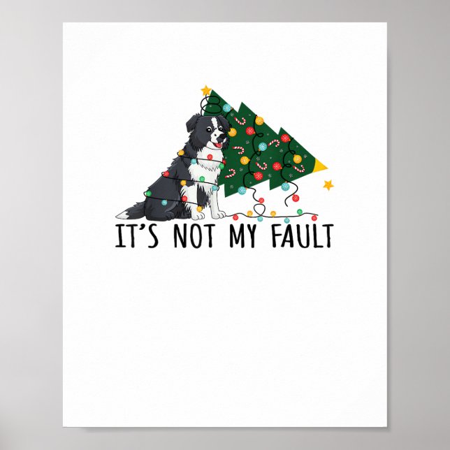 Julgran Det Är Inte Mitt Fel Border Collie Hund Ju Poster (Framsidan)