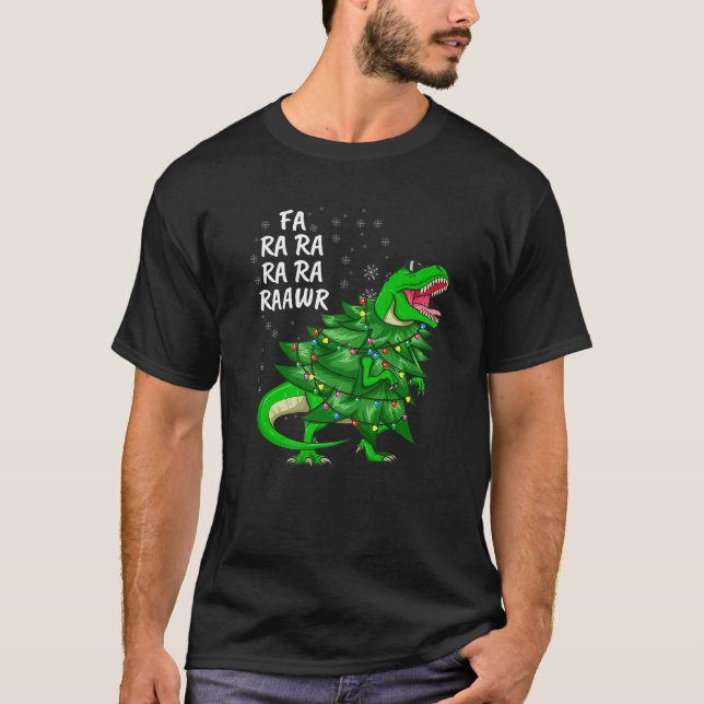 julgran Dinosaur t Rex Tyrannosaurus Rex Co. T Shirt (Framsida)