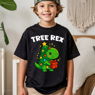 Julgran Dinosaurie T-Rex Söt Dino Xmas Fest T Shirt