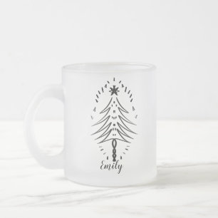 Julgran Doodles Whimsical bläckkonst Frostad Glasmugg