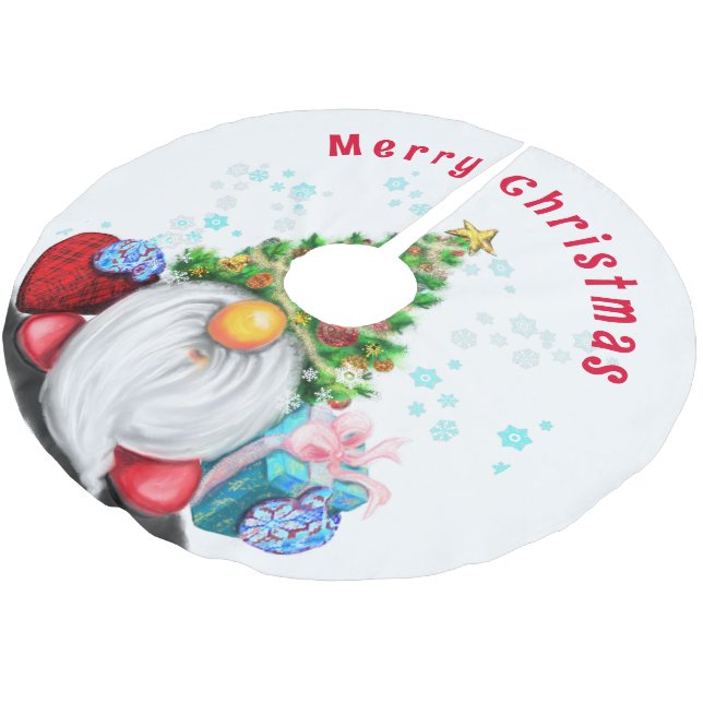 Julgran duk med Gnome Julgransmatta Borstad Polyester (Vinklad)