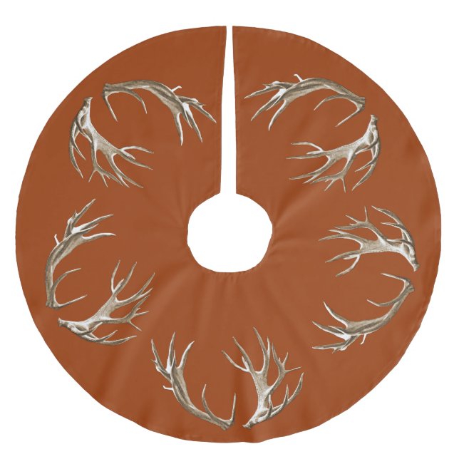 Julgran duk med röda hjorthorn julgransmatta borstad polyester (Framsidan)