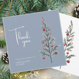 Julgran Dusty Blue Winter Wedding Tack Kort
