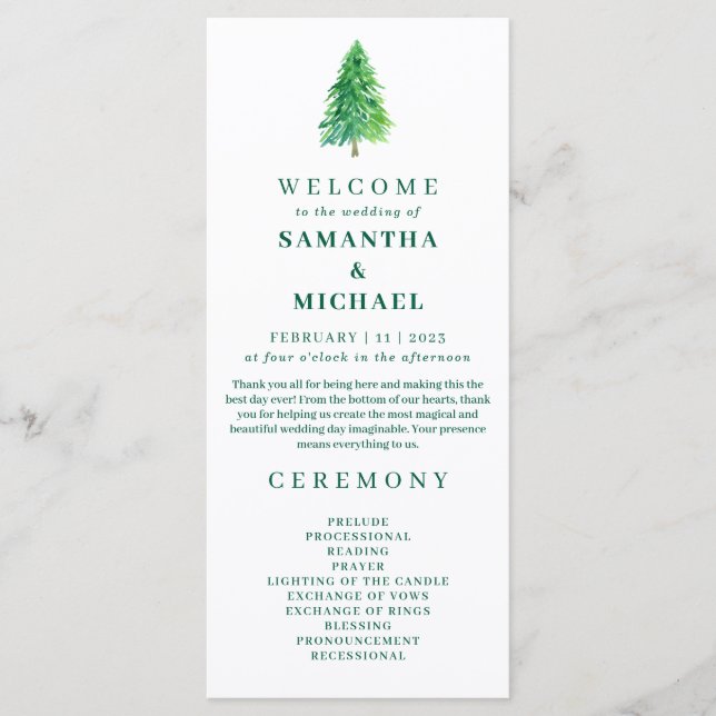 Julgran | Elegant Bröllopshögtid Ceremoni Meny (Framsida)